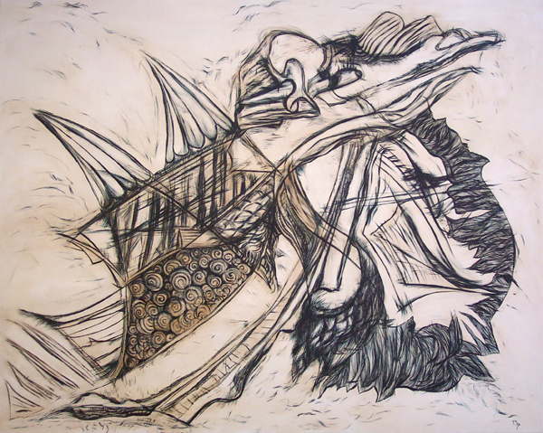 'Tarkus des Escargots' conte and oil on canvas, - 2008